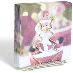 Porte-serviette forme sapin métal doré