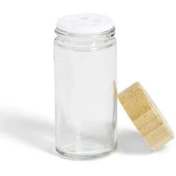 Pot à épice en verre et couvercle bambou Ø4,7xH9,8cm