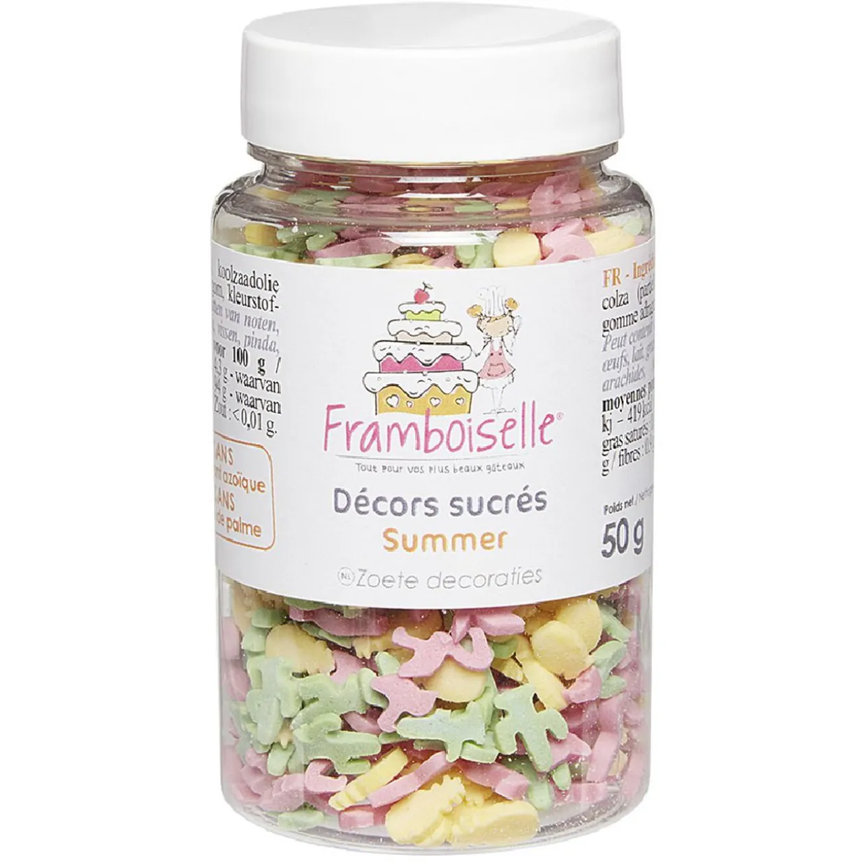 Pot de Décor en sucre Modèle Tropical Orange, Vert et Rose