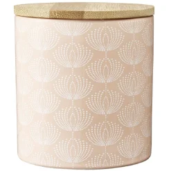 Pot en céramique à motif rose avec couvercle en bois H10,5 cm
