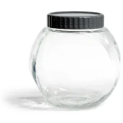 Pot en verre transparent avec couvercle plastique - 17,5x12,5xH.17cm