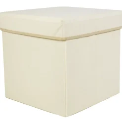 Pouf de rangement ivoire