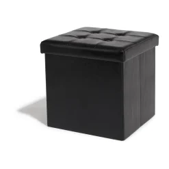Pouf avec coffre intégré Clara noir