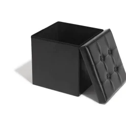 Pouf avec coffre intégré Clara noir