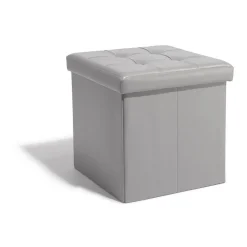 Pouf avec coffre intégré Clara gris clair