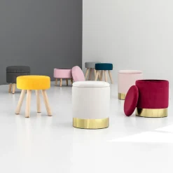 Pouf avec coffre intégré Edith rose