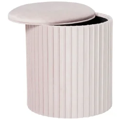 Pouf avec coffre intégré Morgane rose et doré