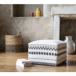 Pouf Bilal écru et noir