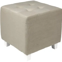 Pouf carré taupe avec pieds en pin