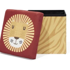 Pouf coffre cube Clara lion - L30xP30xH30 cm