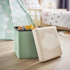 Pouf coffre cube Clara nuage - L30xP30xH30 cm