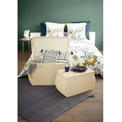 Pouf coffre en osier grand modèle