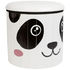 Pouf coffre panda en bois noir et blanc