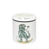 Pouf coffre pliant enfant Simon Ride the wave motif dinosaure blanc