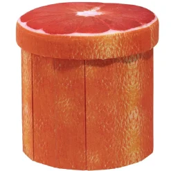 Pouf coffre rond design orange