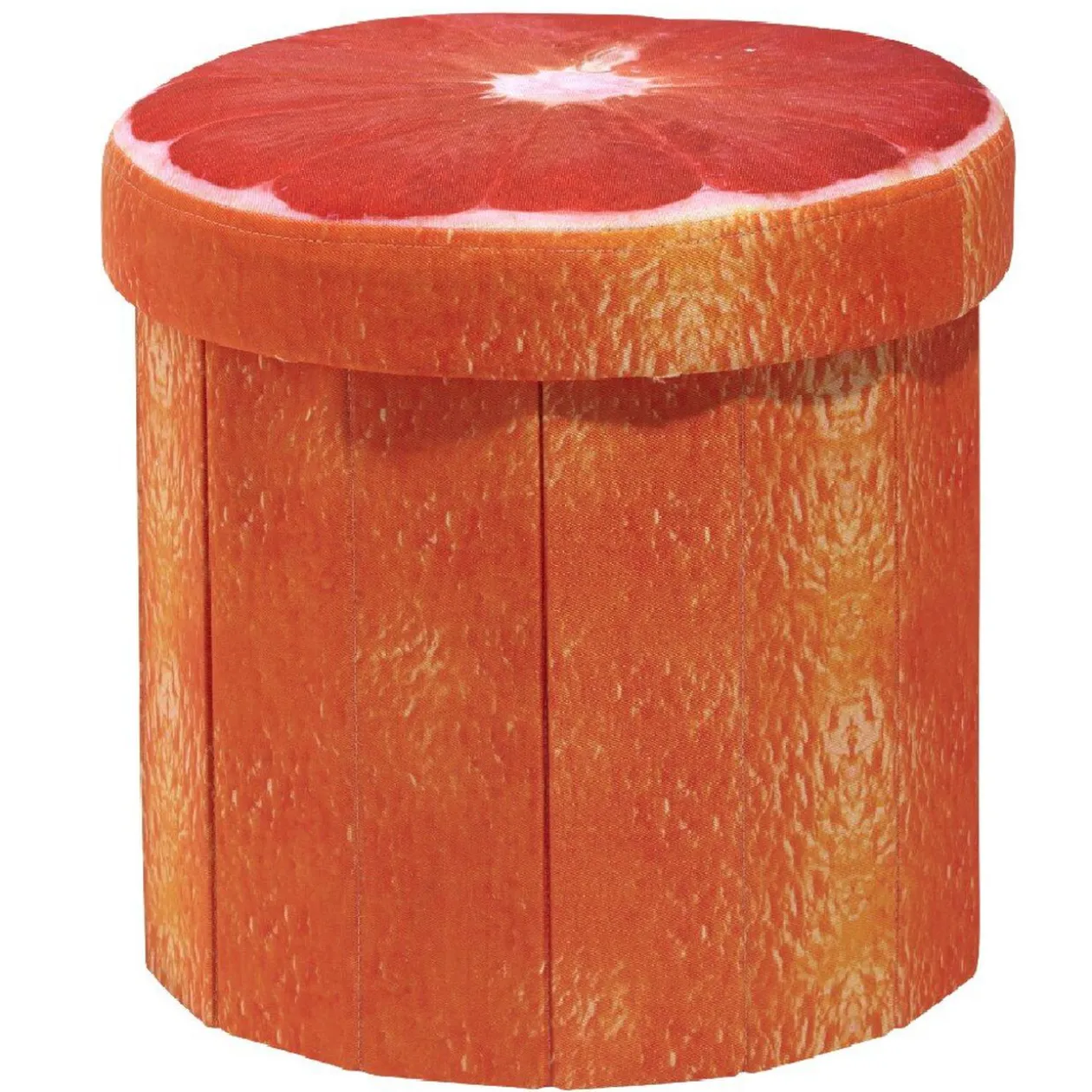 Pouf coffre rond design orange