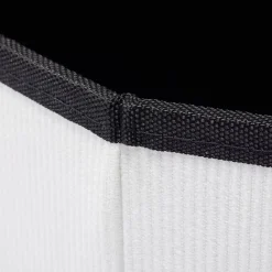 Pouf coffre rond pliable velours côtelé blanc Ø40xH36 cm