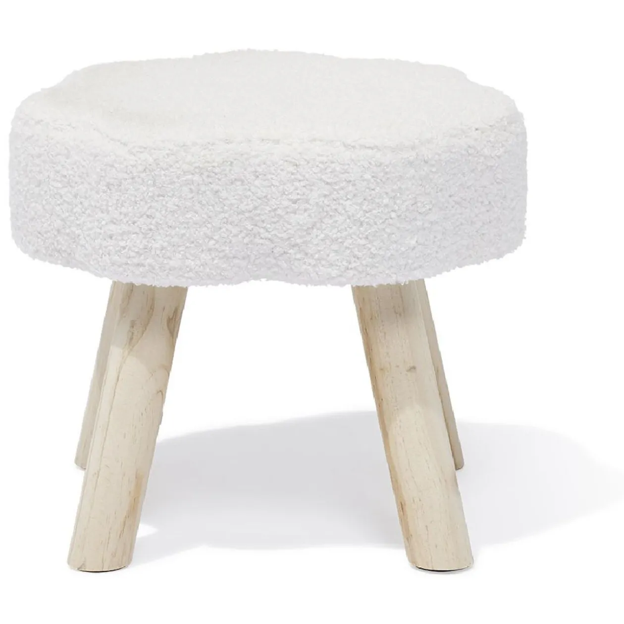 Pouf décor nuage laine bouclée Blanc - 36x30xH33cm