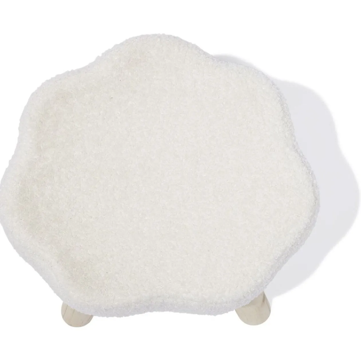 Pouf décor nuage laine bouclée Blanc - 36x30xH33cm