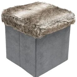 Pouf effet fourrure pliant