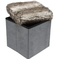 Pouf effet fourrure pliant