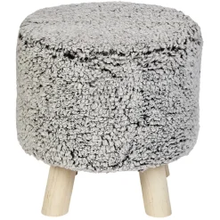 Pouf en pin et effet fourrure