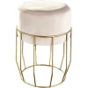 Pouf en velours pied métal doré H40 cm