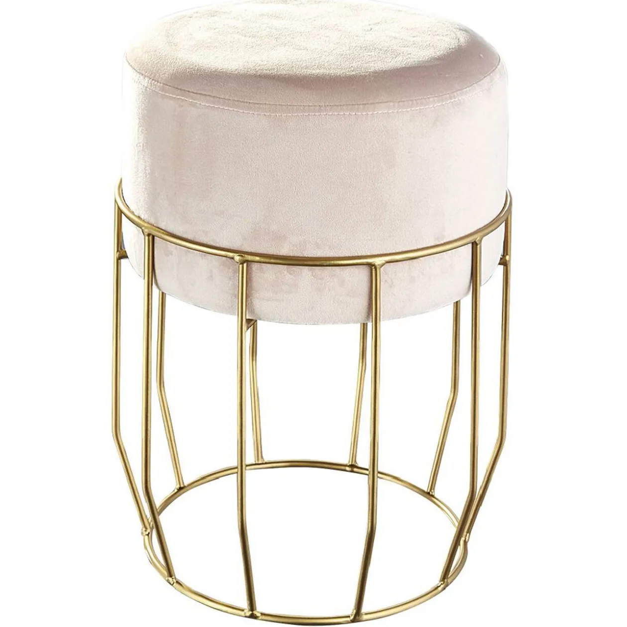 Pouf en velours pied métal doré H40 cm