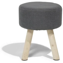 Pouf Gaëlle polyester gris Ø32xH38cm