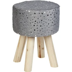 Pouf gris effet fourrure et étoiles brillantes