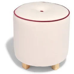 Pouf Joseph velours rose poudré et bordeaux