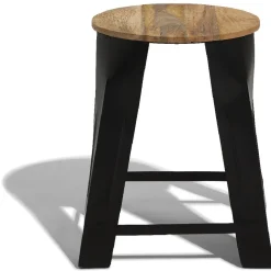 Pouf Nesh noir et bois clair