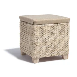 Pouf Noémie naturel avec coffre intégré