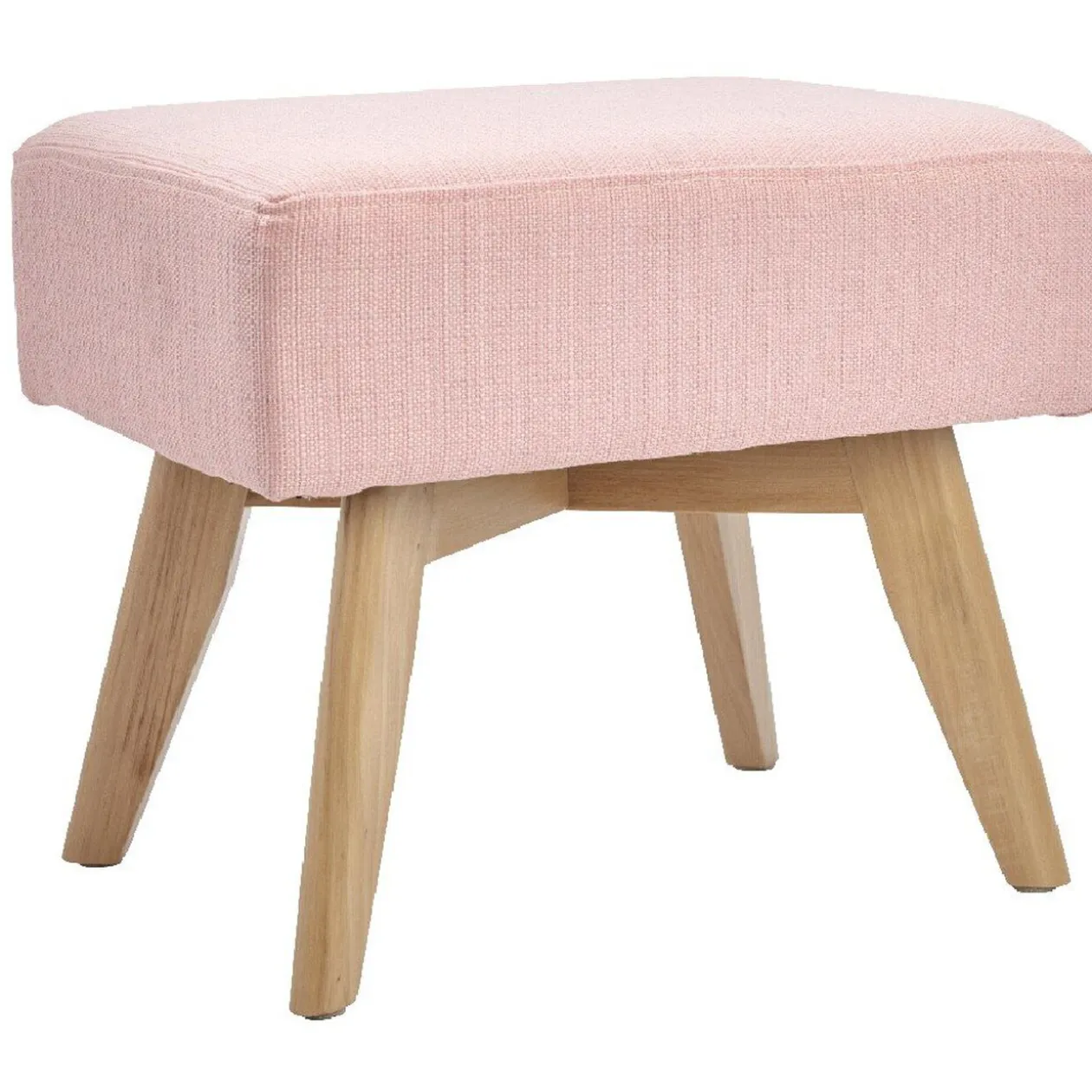 Pouf rose sur pied en bois