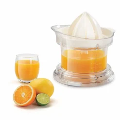Presse agrumes Metaltex transparent couvercle blanc 2 cônes