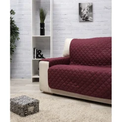 Protège canapé 3 places prune uni