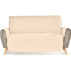 Protège canapé blanc ivoire 3 places 279x179cm