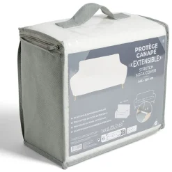 Protège canapé extensible 2 places L145-185cm effet laine bouclée beige