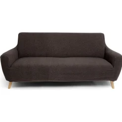 Protège canapé extensible 3 places L195-230cm effet laine bouclée gris foncé