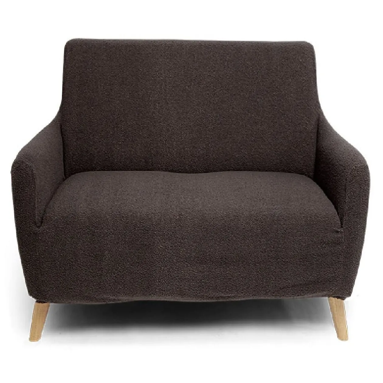 Protège fauteuil extensible L90-145cm effet laine bouclée gris foncé