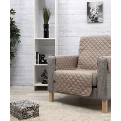 Protège fauteuil taupe uni