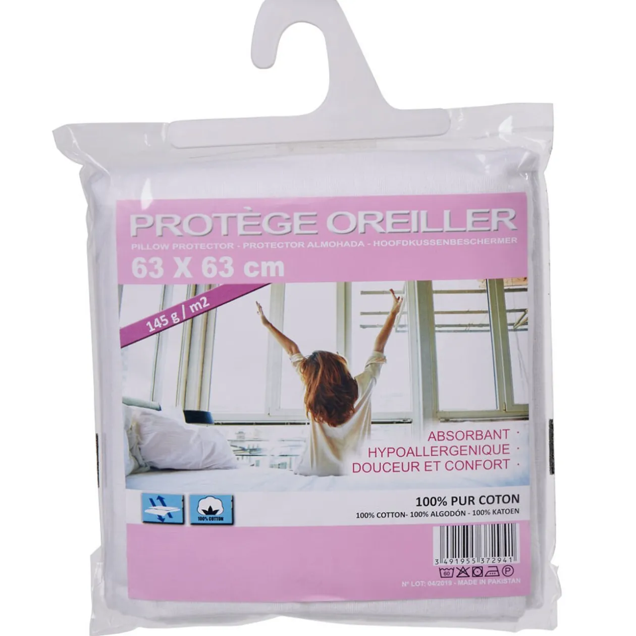 Protège oreiller carré coton molletonné 145 gr/m²