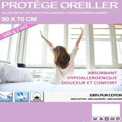 Protège oreiller rectangulaire coton molletonné 145 gr/m²