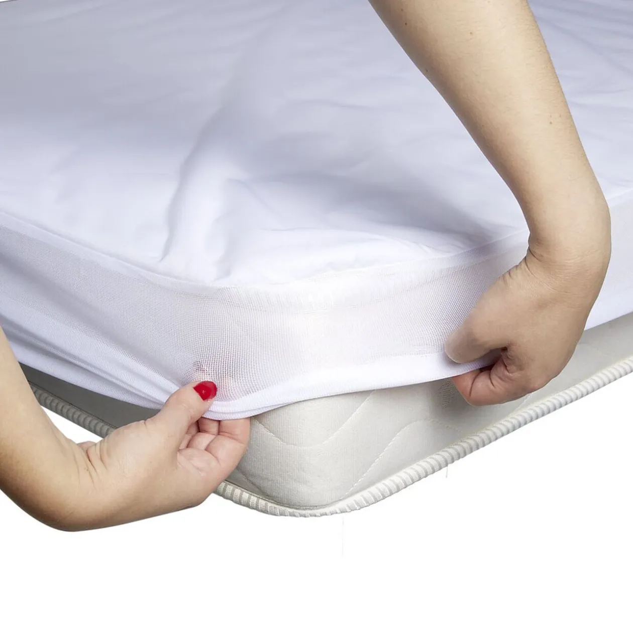 Protège-matelas anti-punaises jersey 160x200x25cm polyester blanc
