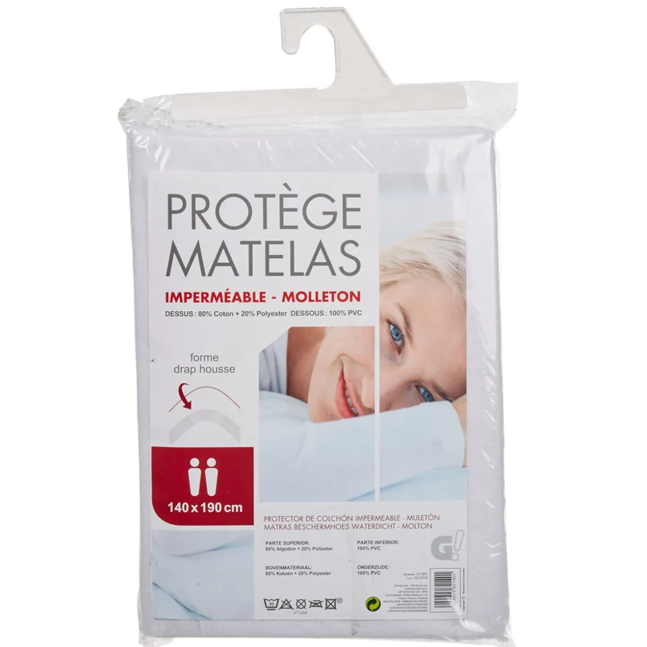 Protège-matelas molleton imperméable 140x190 cm