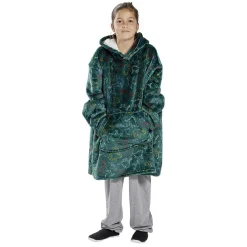 Pull plaid à capuche 63xH75cm - 2 modèles arc-en-ciel ou dinosaure