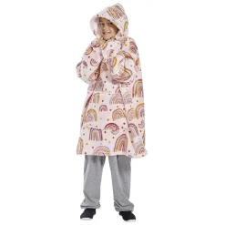 Pull plaid à capuche 63xH75cm - 2 modèles arc-en-ciel ou dinosaure