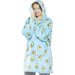 Pull plaid adulte à capuche 75xH90cm - banane ou avocat