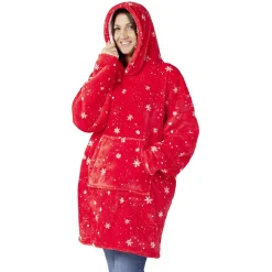 Pull plaid adulte Noël rouge à motif flocons blanc