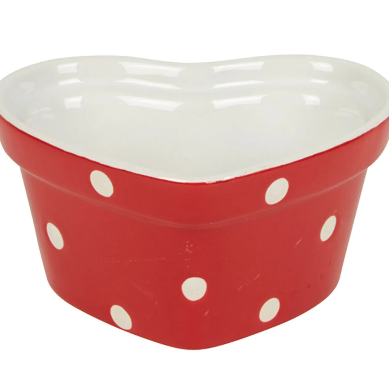 Ramequin coeur rouge à pois blancs